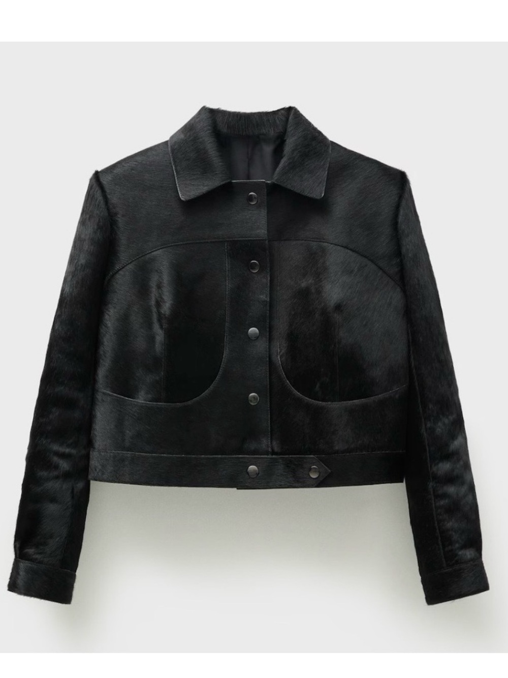 NWT Mango Bovine Calf Hair Genuine Leather Jacket Black Size Small
